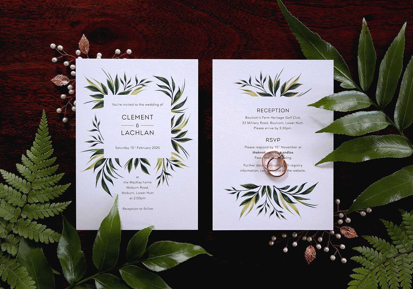 Greenery wedding invitation suite by Andrea Muller