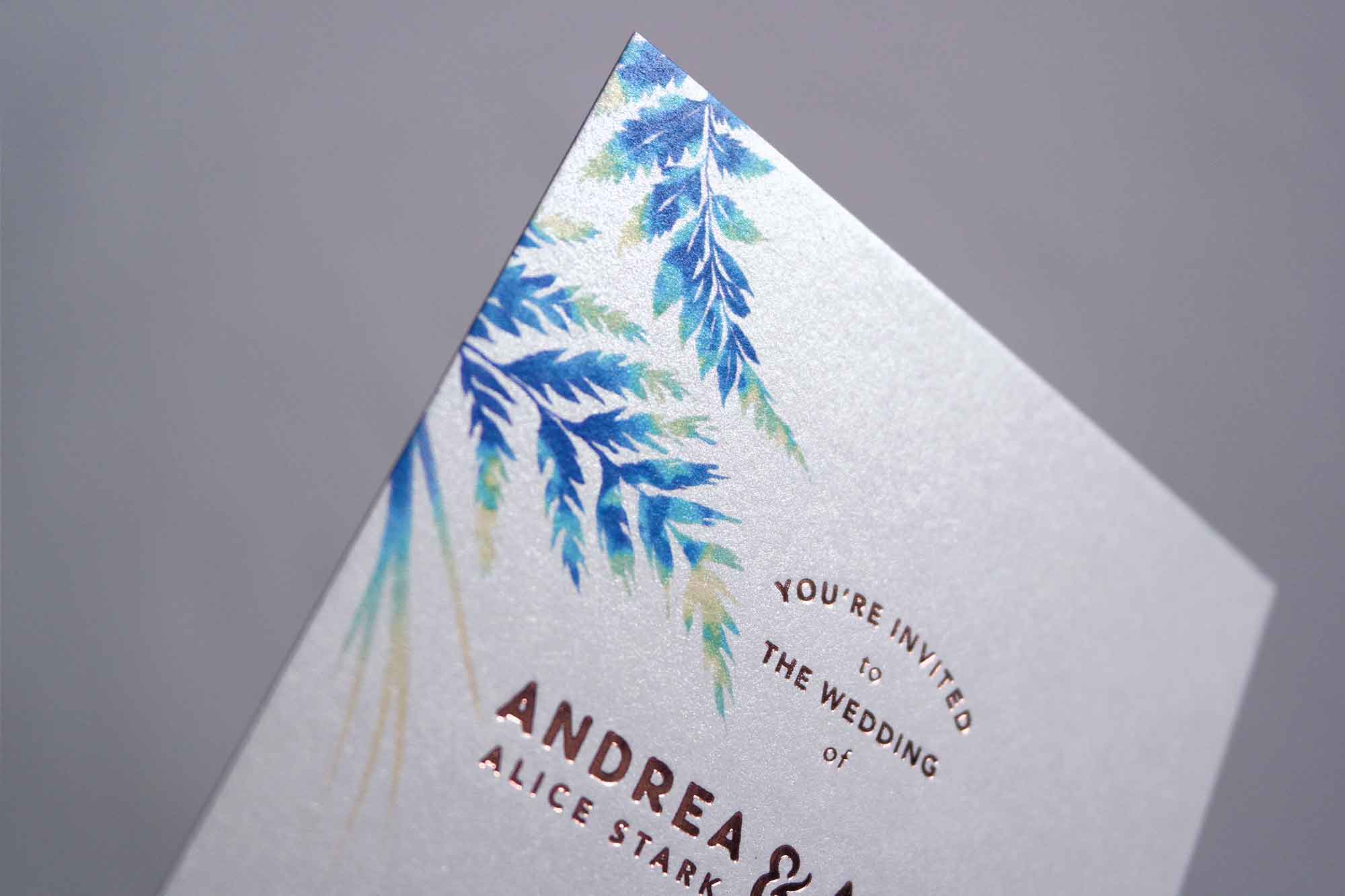 Wedding Invitation suite with watercolour fern leaves